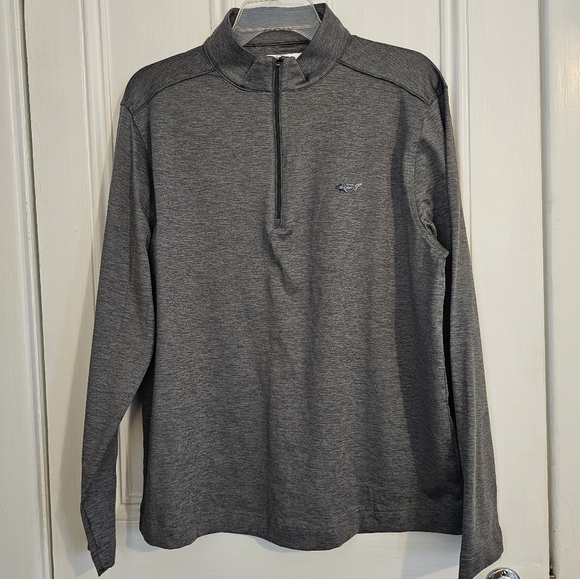 Greg Norman Men's Medium 1/4 Zip Pullover Gray Stretch Embroidered Shark Golf - Picture 1 of 9